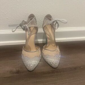 Betsey Johnson Silver and Cream Heels